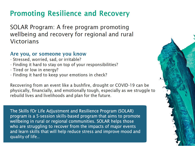 SOLAR Program Promoting Resilience and Recovery
